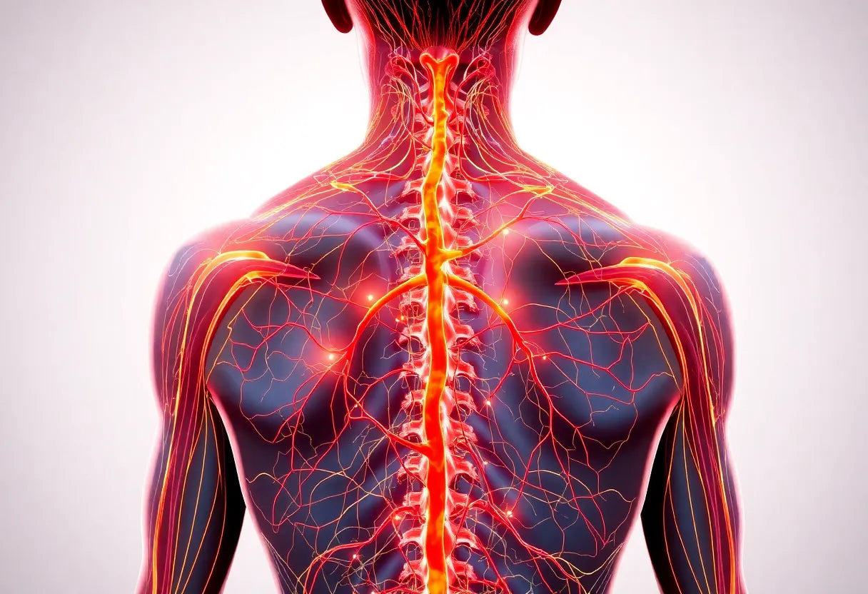 Entdecke das faszinierende Netzwerk der nervenbahnen im rücken