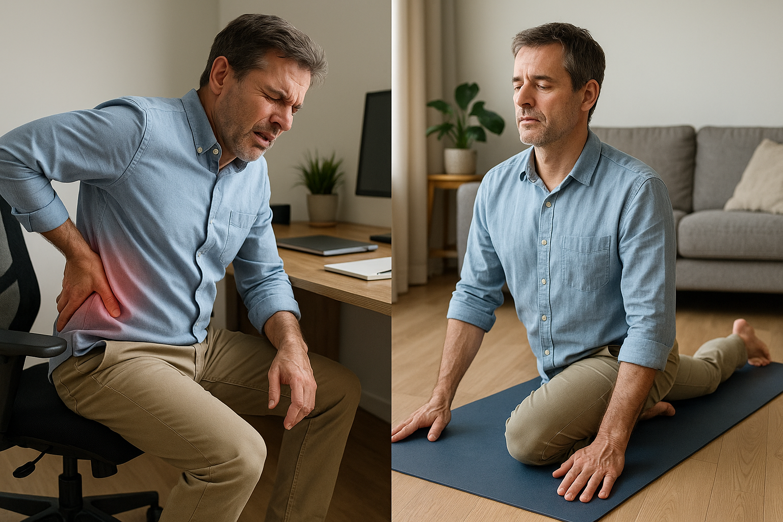 Hüftbeuger-Schmerzen ade: effektive Übungen und ergonomische Tipps für den Alltag